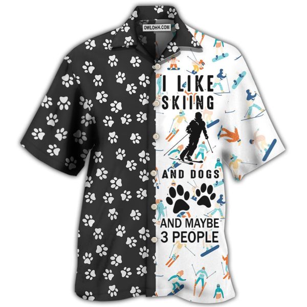 Skiing I Like Skiing And Dogs - Hawaiian Shirt Jezsport.com