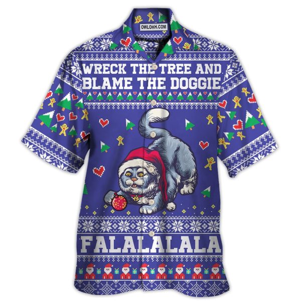 Cat Wreck The Tree And Blame The Doggies Christmas - Hawaiian Shirt Jezsport.com