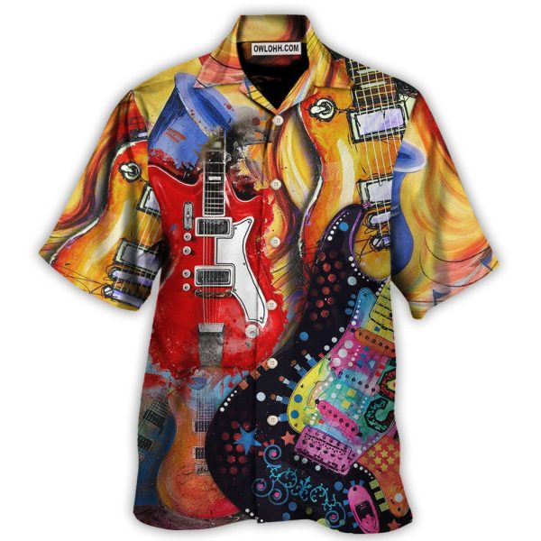 Guitar Galaxy Amazing Background Colorful - Hawaiian Shirt Jezsport.com