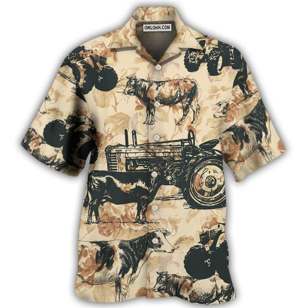 Tractor And Cow I Like - Hawaiian Shirt Jezsport.com