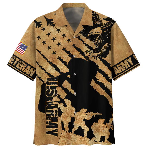 Soldier Silhouette Us Army Veteran Hawaiian Shirt Jezsport.com