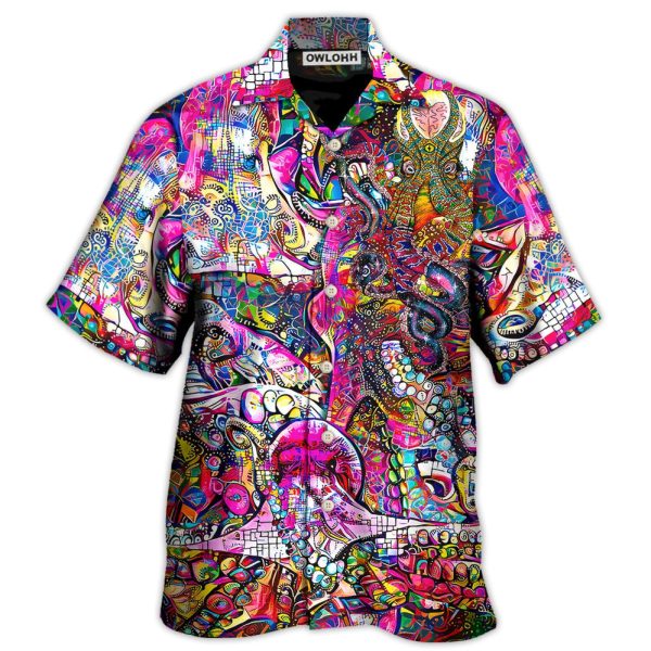 Octopus in Whimsical Modern Psychedelics - Hawaiian Shirt Jezsport.com