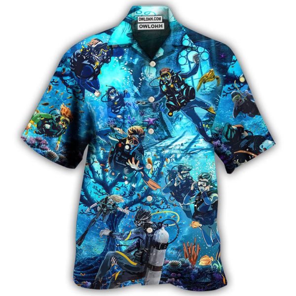 Diving Under The Sea Art Style - Hawaiian Shirt Jezsport.com