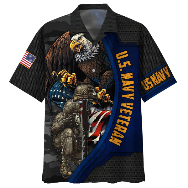 Navy Eagle With Gun And Army U.S. Navy Veteran Hawaiian Shirt Jezsport.com