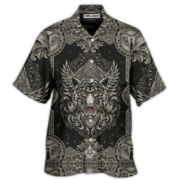 Wolf Art Line Darkness - Hawaiian Shirt Jezsport.com