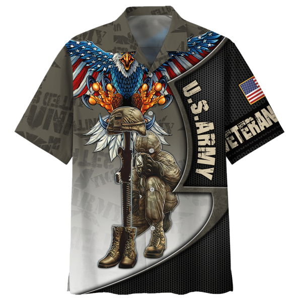 Eagle U.S. Army Veteran American Hawaiian Shirt Jezsport.com