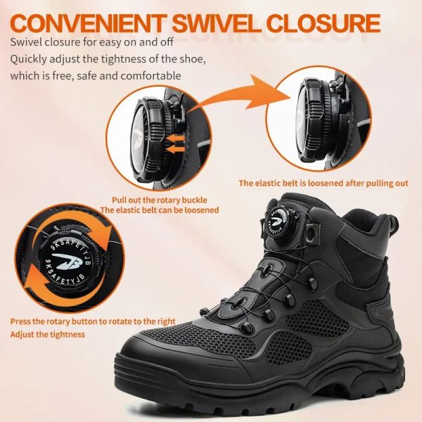 Rotary Buckle New Safety Boots Men Work Sneakers