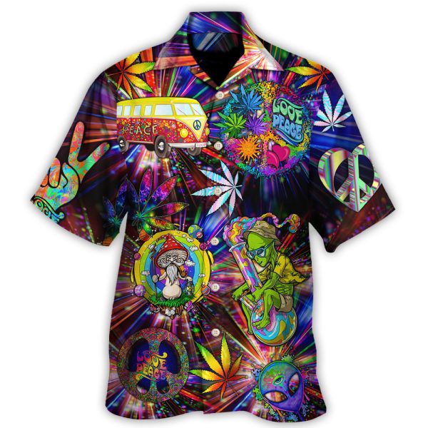 Hippie Alien Peace The Colorful Of Life Amazing Neon Style - Hawaiian Shirt Jezsport.com