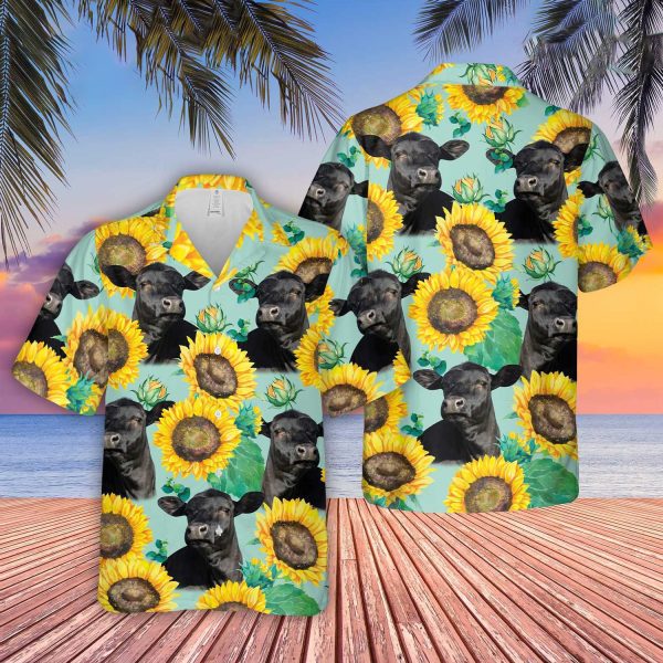 Unique Black Angus Happiness Hawaiian Shirt Jezsport.com