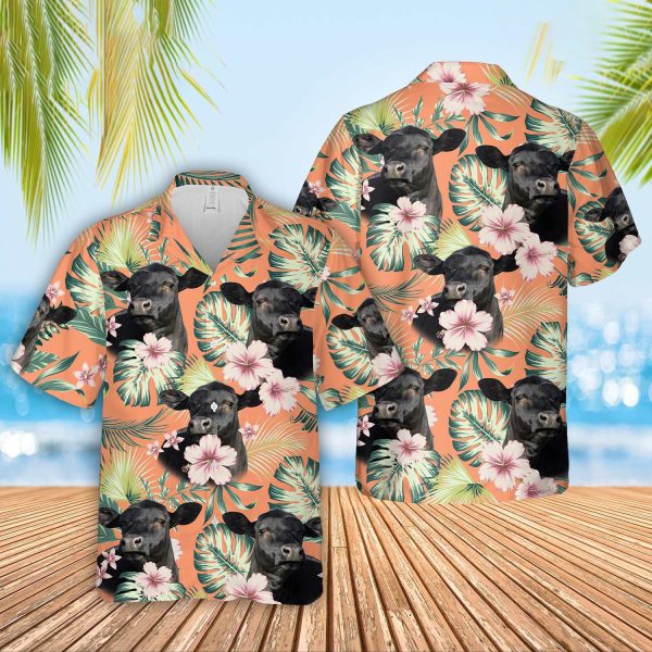 Unique Black Angus Happiness Hawaiian Shirt Jezsport.com