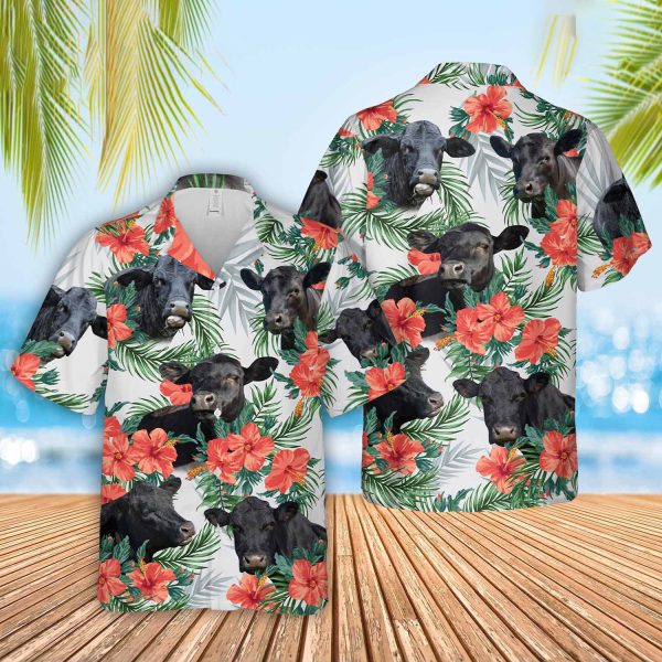 Unique Black Angus Happiness Hawaiian Shirt Jezsport.com