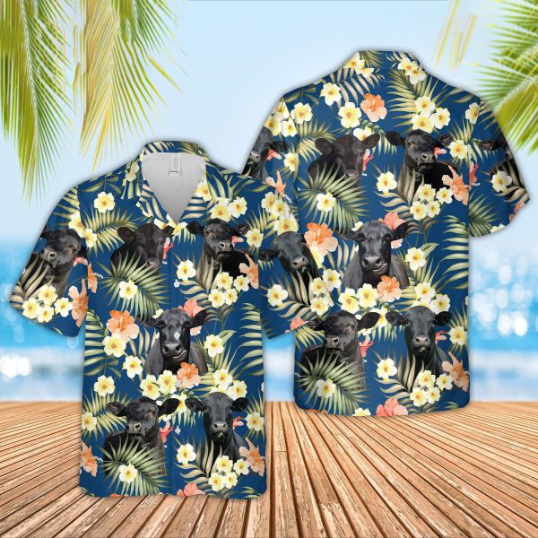 Unique Black Angus Happiness Hawaiian Shirt Jezsport.com