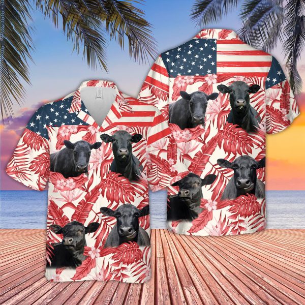 Unique Black Angus Happiness Hawaiian Shirt Jezsport.com