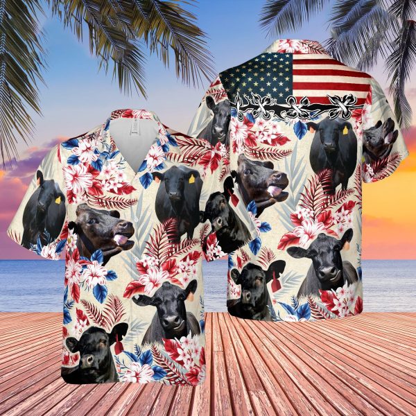 Unique Black Angus Happiness Hawaiian Shirt Jezsport.com