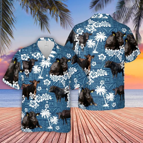 Unique Black Angus Happiness Hawaiian Shirt Jezsport.com