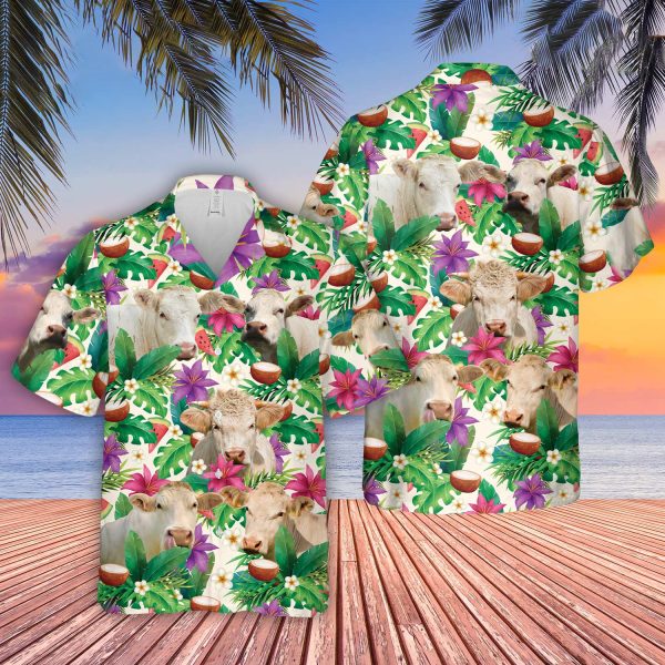 Unique Charolais Summer Floral 3D Hawaiian Shirt Jezsport.com