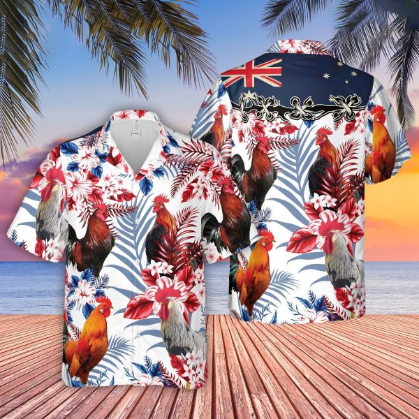 Unique Chicken Lovers Australia Flag Hawaiian Flowers Hawaiian Shirt Jezsport.com