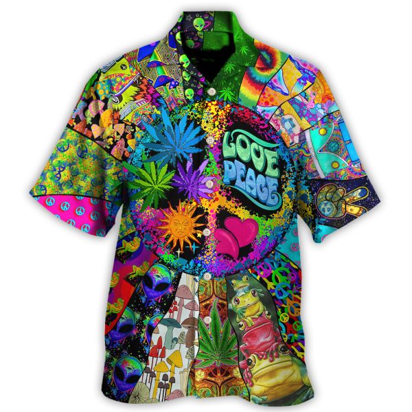 Hippie Alien Frogs Love Peace Amazing Style - Hawaiian Shirt Jezsport.com