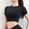 Top Women T-shirt Gym Yoga Shirts Fitness Tight Elastic Breathable Sports Top Womens Clothing 4 Sizes 5 Colors