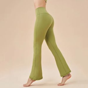 Gym Women's Pants Yoga Leggings Bell-bottoms Tight Elastic Breathable Sports Pants Back Waist Pocket Womens Clothing