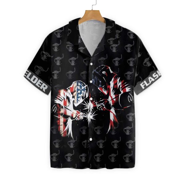 American Flag Welder Hawaiian Shirt Jezsport.com