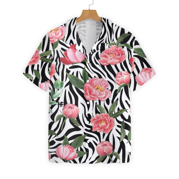 Peony Zebra Watercolor Painting Art Hawaiian Shirt Jezsport.com