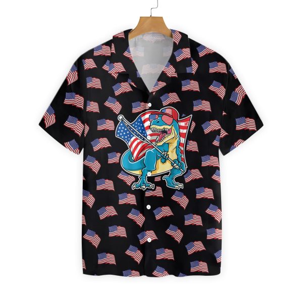 American Flag T-Rex Hawaiian Shirt Jezsport.com