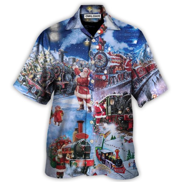 Train Christmas Santa And Train Happiness - Hawaiian Shirt Jezsport.com