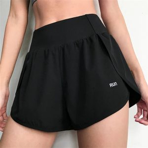 Gym Yoga Women's Cycling Shorts Tight Skirt Fitness Elastic High Waist Double Layer Ladies Short Security Leggings Women