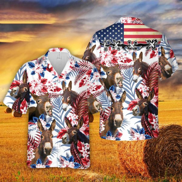 Unique Donkeys Australian Flag Hawaiian Flowers All Over Printed 3D Hawaiian Shirt Jezsport.com