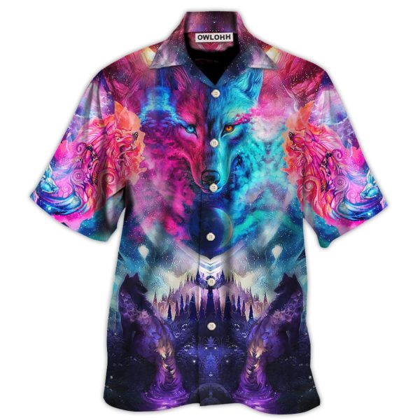 Wolf Colorful Loves Over Night - Hawaiian Shirt Jezsport.com