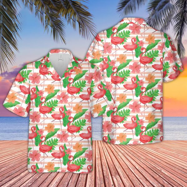 Unique Flamingo Pattern Hawaiian Shirt Jezsport.com