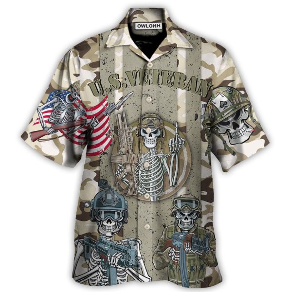 Veteran Us America Flag Skull Style - Hawaiian Shirt Jezsport.com