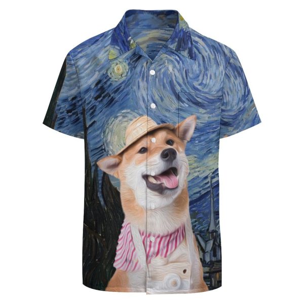 Custom Dog Face Starry Night Hawaiian Shirt Jezsport.com