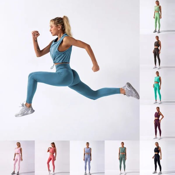 Women Yoga Set GYM Workout Fitness Running Sportwear Hign Waist Legging Active Suit