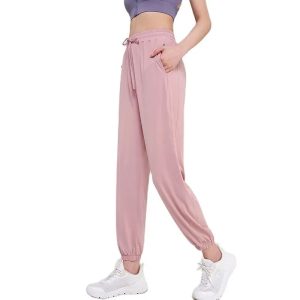 Nylon Women's Pants Gym Sweatpants Yoga Loose Sports Pant Elastic Breathable Sportswear Adjustable Waist Womens Clothing
