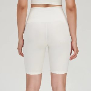 Nylon Women's Shorts Cycling Gym Yoga Fitness Shorts Side Pockets High Waist Soft Tight Elastic Shorts Womens Clothing
