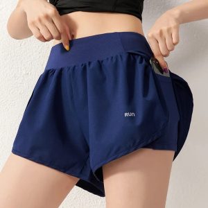 Gym Yoga Women's Cycling Shorts Tight Skirt Fitness Elastic High Waist Double Layer Ladies Short Security Leggings Women