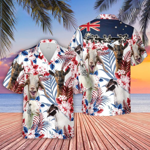 Unique Goat Lovers Australia Flag Hawaiian Flowers Hawaiian Shirt Jezsport.com