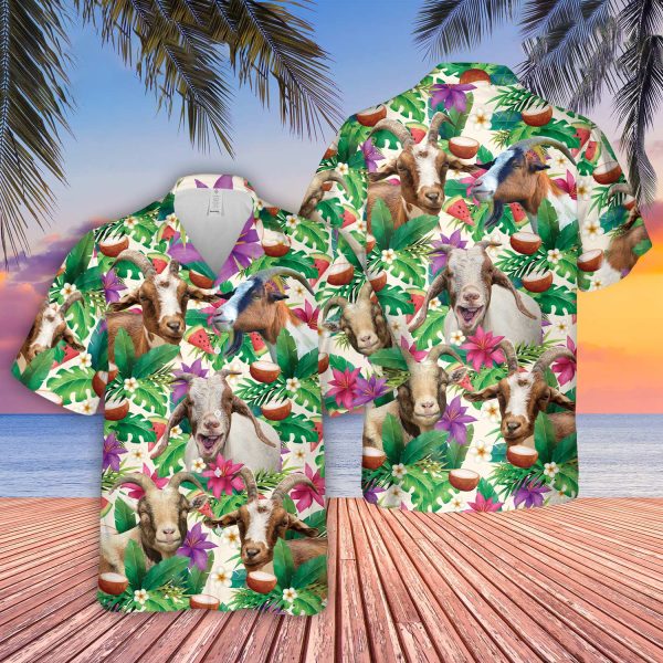 Unique Goat Summer Floral 3D Hawaiian Shirt Jezsport.com