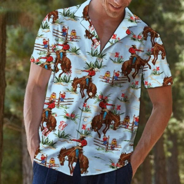 Awesome Western Cowboy Hawaii Shirt, 3D Hawaiian Shirts Jezsport.com