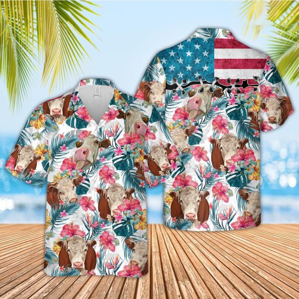 Unique Hereford Happiness Floral 3D Hawaiian Shirts Jezsport.com