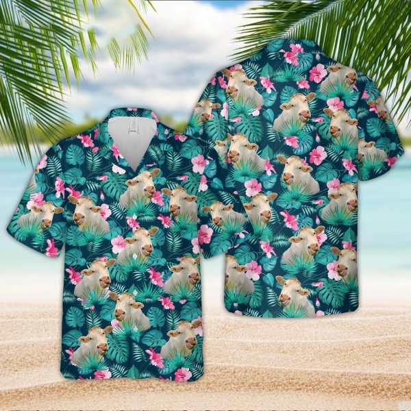 Unique Charolais Blue Floral Summer 3D Hawaiian Shirt Jezsport.com