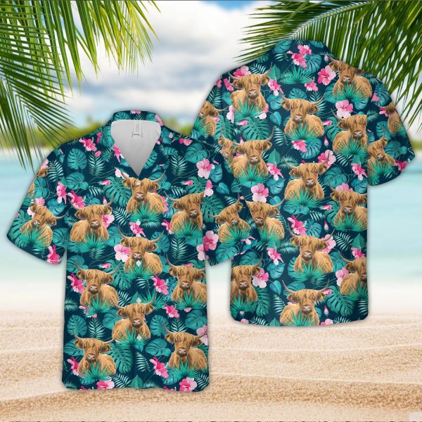 Unique Highland Blue Floral Summer 3D Hawaiian Shirt Jezsport.com