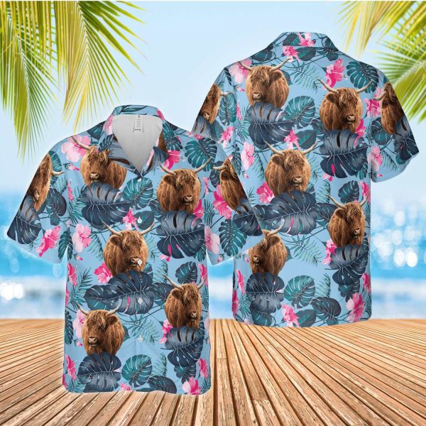 Unique Highland Blue Hibiscus Hawaiian Shirt Jezsport.com