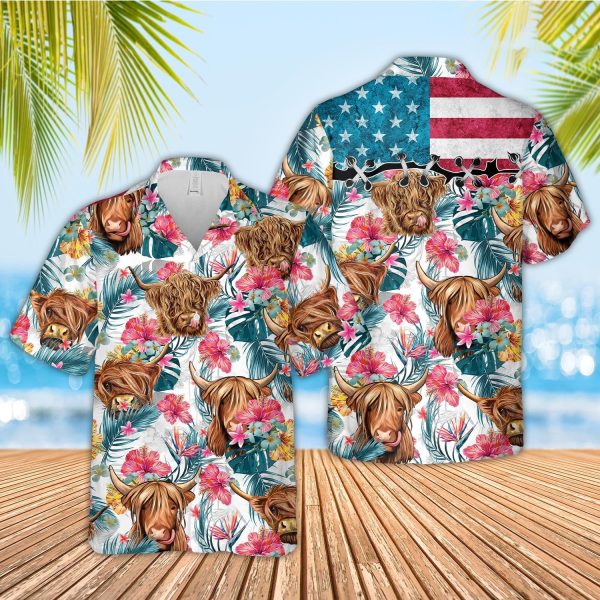 Unique Highland Happiness Floral 3D Hawaiian Shirts Jezsport.com