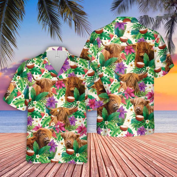 Unique Highland Summer Floral 3D Hawaiian Shirt Jezsport.com