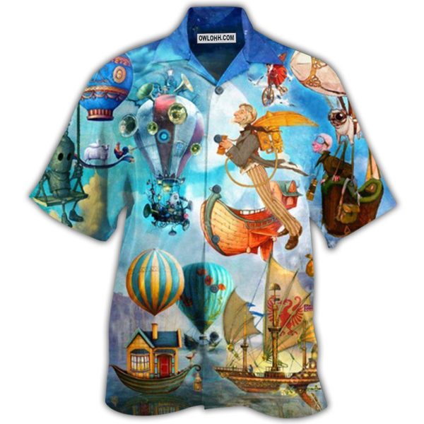 Air Balloon Flying Steampunk World - Hawaiian Shirt Jezsport.com