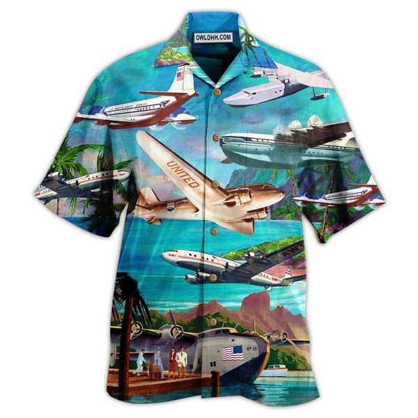 Airplane Fly To Hawaii Aircraft Love Life - Hawaiian Shirt Jezsport.com