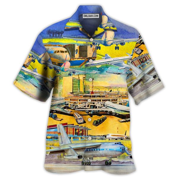 Airplane Take Off From Airport - Hawaiian Shirt Jezsport.com